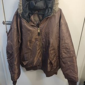 Arizona Brown Fur Trim hood Winter Jacket M size